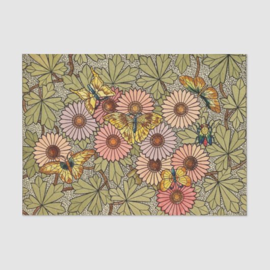 Glas in lood mozaïekflorale vlinderkunst tissuepapier (Voorkant)