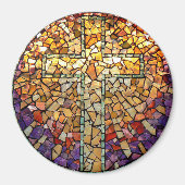 Glas in lood Mozaïekmagneet "Cross" Magneet (Voorkant)