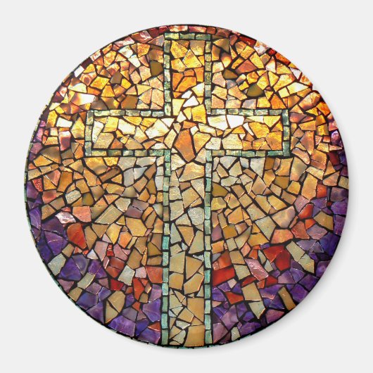 Glas in lood Mozaïekmagneet "Cross" Magneet (Voorkant)