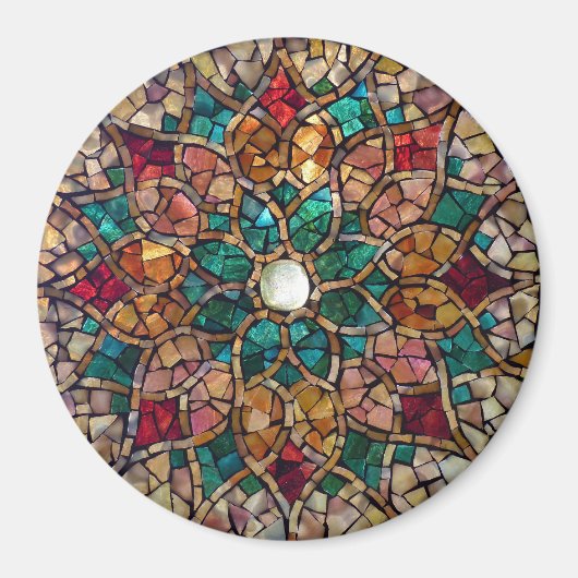 Glas in lood Mozaïekmagneet "Herfstster" Magneet (Voorkant)