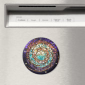 Glas in lood mozaïekmagneten "waterplaneet" magneet (Insitu (Vaatwasser))