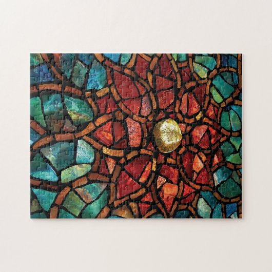 Glas in lood mozaïekpuzzel "Lotus" Legpuzzel (Horizontaal)