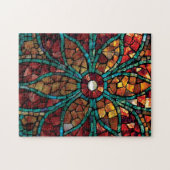 Glas in lood mozaïekpuzzle "Autumn Flower" Legpuzzel (Horizontaal)