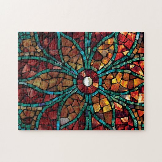 Glas in lood mozaïekpuzzle "Autumn Flower" Legpuzzel (Horizontaal)