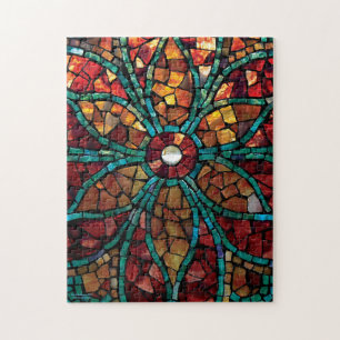 Glas in lood mozaïekpuzzle "Autumn Flower" Legpuzzel