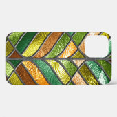 Glas in lood naadloze textuur met bladpatroon, Case-Mate iPhone case (Achterkant (horizontaal))