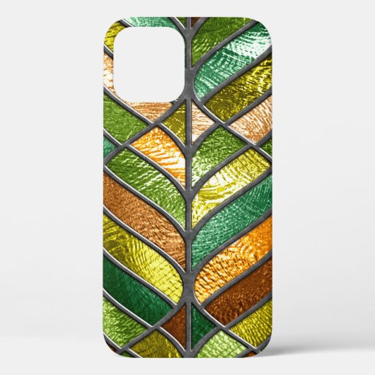 Glas in lood naadloze textuur met bladpatroon, Case-Mate iPhone case (Achterkant)