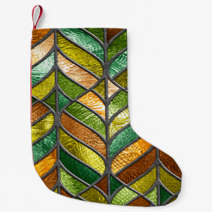 Glas in lood naadloze textuur met bladpatroon, kleine kerstsok