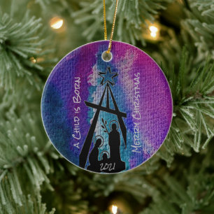 Glas in lood Nativiteit keramische versiering Keramisch Ornament