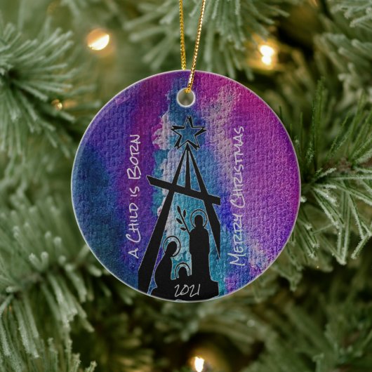 Glas in lood Nativiteit keramische versiering Keramisch Ornament (Boom)