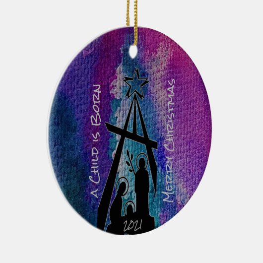 Glas in lood Nativiteit keramische versiering Keramisch Ornament (Rechts)