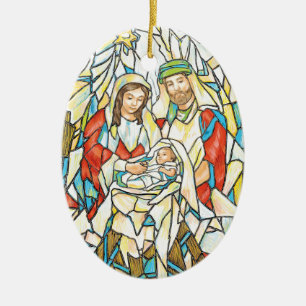 Glas in lood Nativiteit schilderen Keramisch Ornament