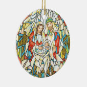 Glas in lood Nativiteit schilderen Keramisch Ornament (Rechts)