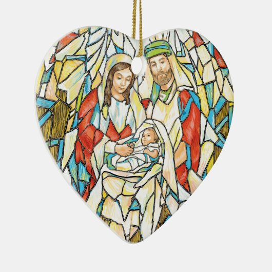 Glas in lood Nativiteit schilderen Keramisch Ornament (Rechts)