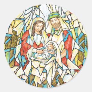 Glas in lood Nativiteit schilderen Ronde Sticker