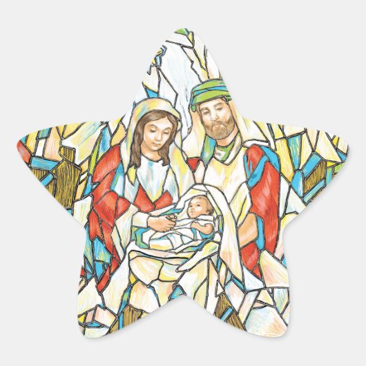 Glas in lood Nativiteit schilderen Ster Sticker (Voorkant)