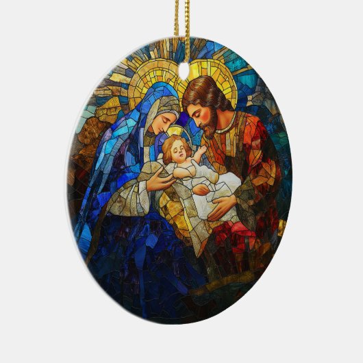 Glas in lood Nativiteitsscène Keramisch Ornament (Rechts)