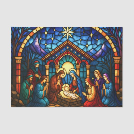 Glas in lood Nativiteitsscène Tissuepapier (Voorkant)
