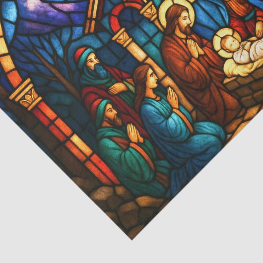 Glas in lood Nativiteitsscène Tissuepapier (Detail)