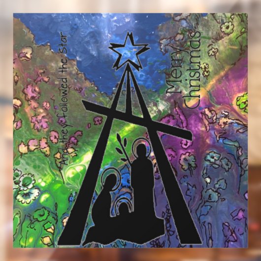 Glas in lood Nativiteitsscènevenster Raamsticker (Vel 2)