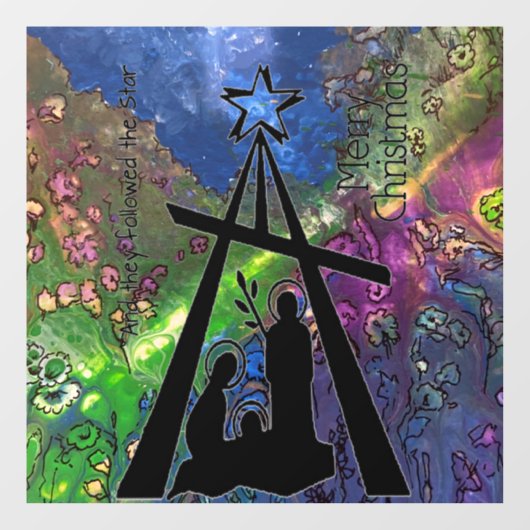 Glas in lood Nativiteitsscènevenster Raamsticker (Vel)