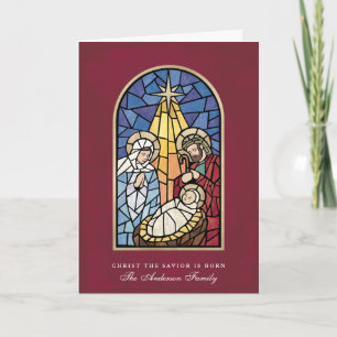 Glas in lood Nativity Christmas Wenskaart Feestdagen Kaart