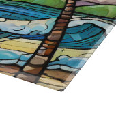 Glas in lood oceaan bij zonsondergang kunst snijplank (Hoek)