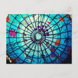 Glas in lood oceaan tropische vis blauw briefkaart