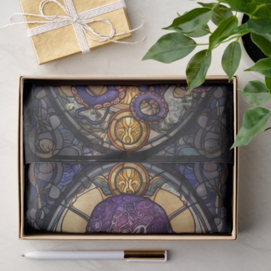 Glas in lood octopus tissuepapier (Geschenk)