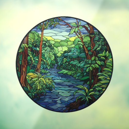 Glas in lood Oerwoud River Round Raamsticker (Vel 3)