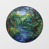 Glas in lood Oerwoud River Round Raamsticker (Vel)