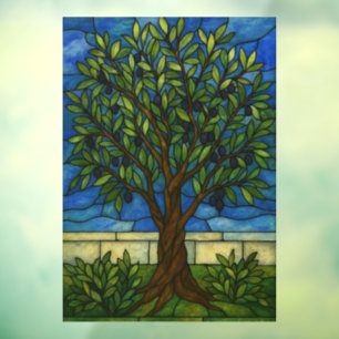 Glas-in-lood Olijfboom Natuur Kunst Eco Cadeau Raamsticker