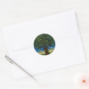 Glas-in-lood Olijfboom Ronde Sticker – Natuur