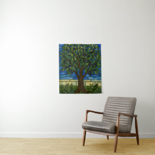 Glas-in-lood Olijfboom Wandtapijt – Natuur Wandkleed