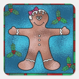 Glas in lood ontbijtman vierkante sticker