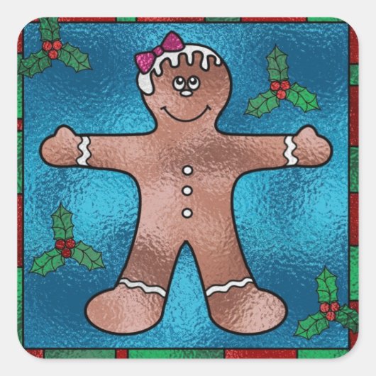 Glas in lood ontbijtman vierkante sticker (Voorkant)