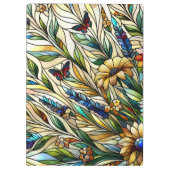 Glas in lood Ontwerp Wildflowers en Butterflies Klembord (Achterkant)