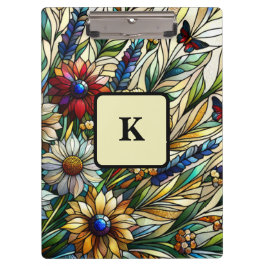 Glas in lood Ontwerp Wildflowers en Butterflies Klembord