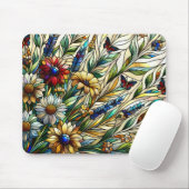 Glas in lood Ontwerp Wildflowers en Butterflies Muismat (Met muis)