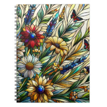 Glas in lood Ontwerp Wildflowers en Butterflies