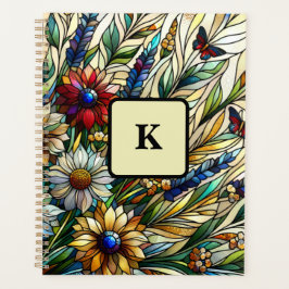 Glas in lood Ontwerp Wildflowers en Butterflies Planner