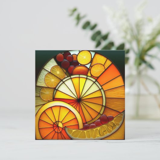 Glas in lood Oranje wiggen (Staand voorkant)