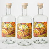 Glas in lood Oranje wiggen Likeurfles Etiket (Flessen)