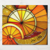 Glas in lood Oranje wiggen Likeurfles Etiket (Enkel label)