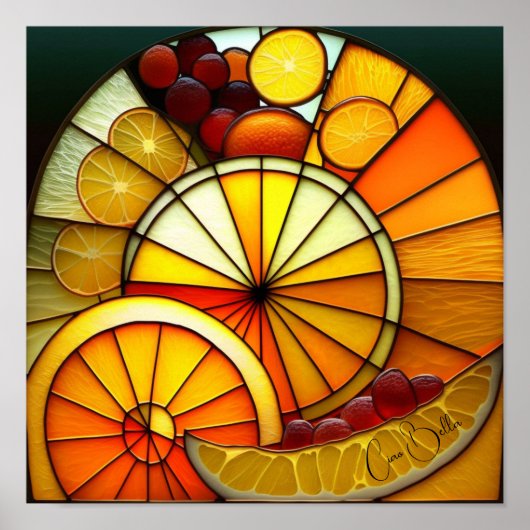 Glas in lood Oranje wiggen Poster (Voorkant)