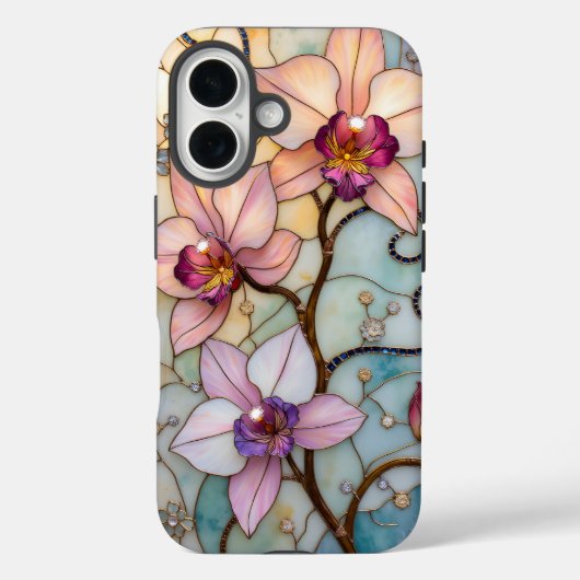 Glas-in-lood Orchideeën Bloemen  Case-Mate iPhone Case (Achterkant)