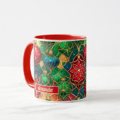 Glas-in-lood ornamenten Kerstmis Mok (Voorkant links)