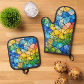 Glas-in-lood Ovenwant & Pannenlap Set (Top down)