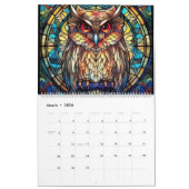 Glas in lood Owl Kalender (Mar 2026)