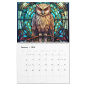 Glas in lood Owl Kalender (Feb 2026)